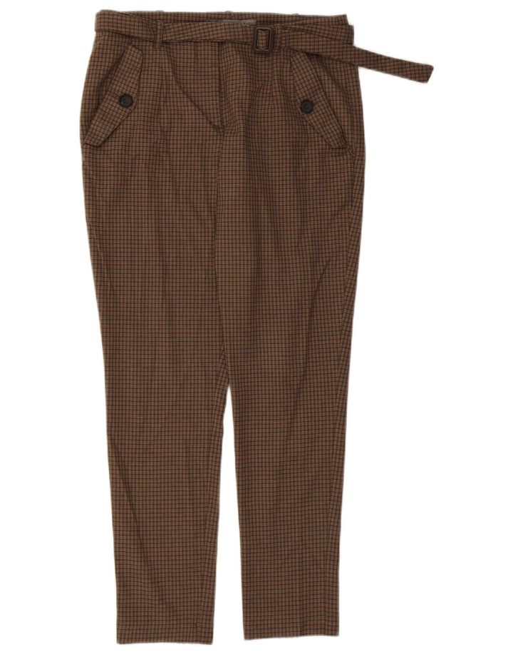 Pantalon Chino Slim Femme Zara Moyen W28 L28 Marron Carreaux Polyester