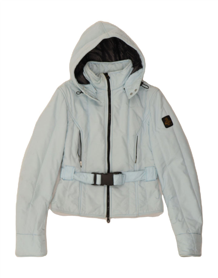 REFRIGIWEAR Womens Hooded Padded Jacket UK 12 Medium Blue Polyamide Vintage Refrigiwear and Second-Hand Refrigiwear from Messina Hembry 
