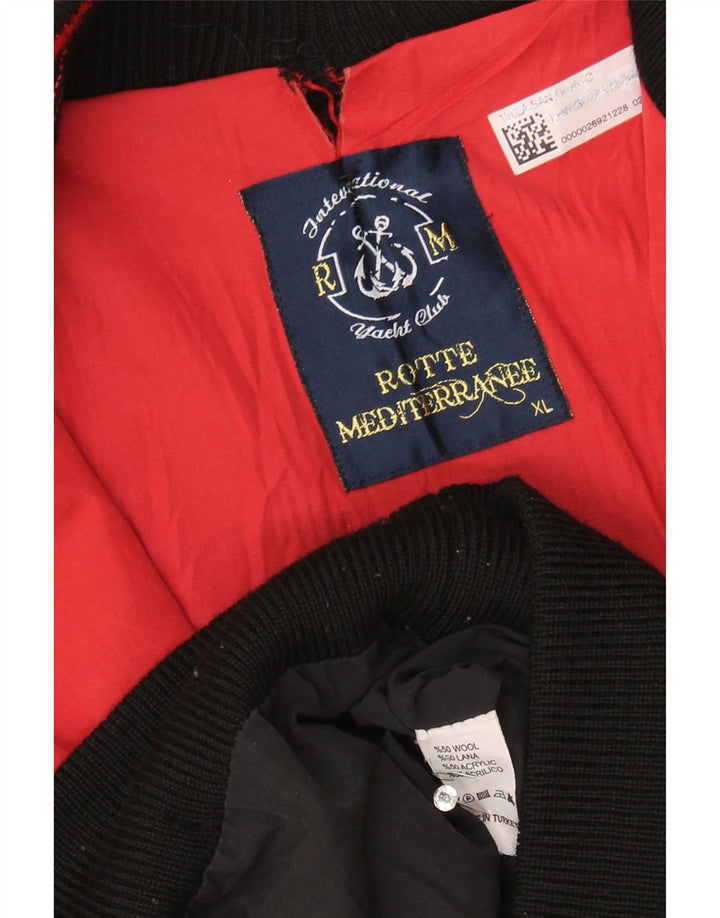 vintage Homme Cardigan Pull XL Laine Noire