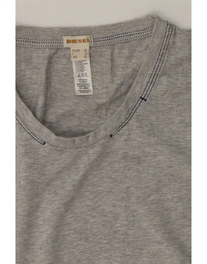 Diesel T-Shirt Top XL Gris Moucheté Coton Homme