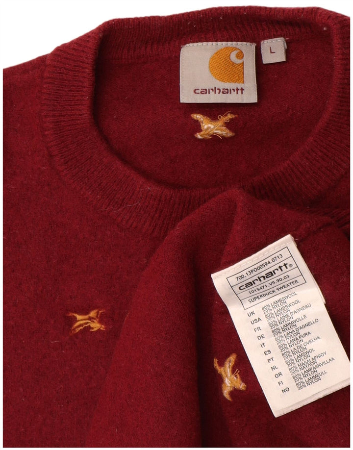 Carhartt Pull à col rond pour femme Motif abstrait UK 14 Grand Rouge