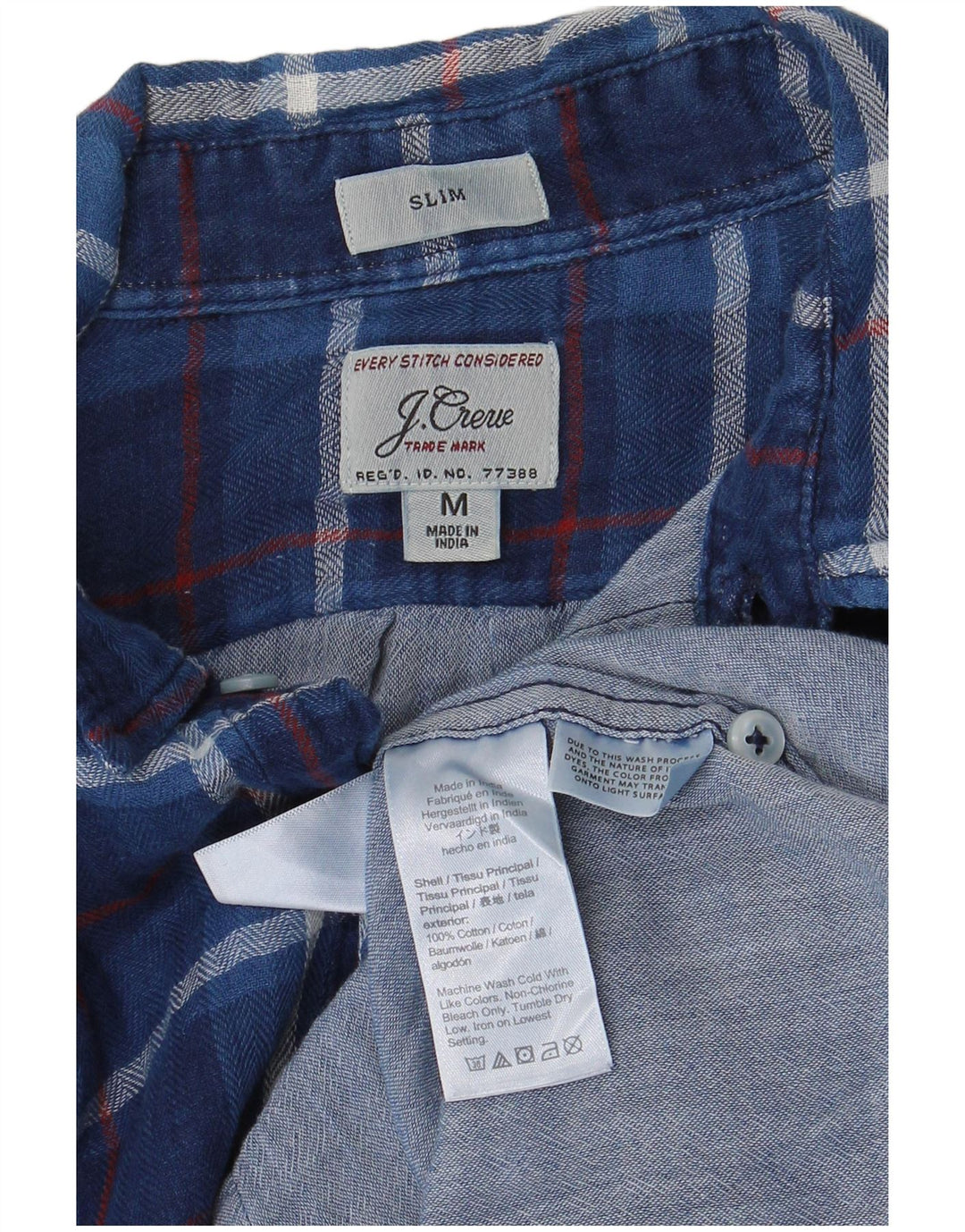J. CREW Chemise Slim Fit en Flanelle pour Homme en Coton à Carreaux Bleu Moyen