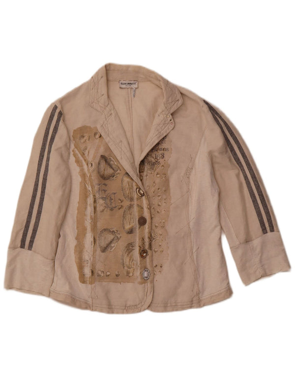 ELISA CAVALETTI Veste blazer à manches 3/4 pour femme UK 14 Large Beige