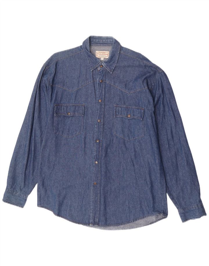 chemise en denim homme vintage grand coton bleu