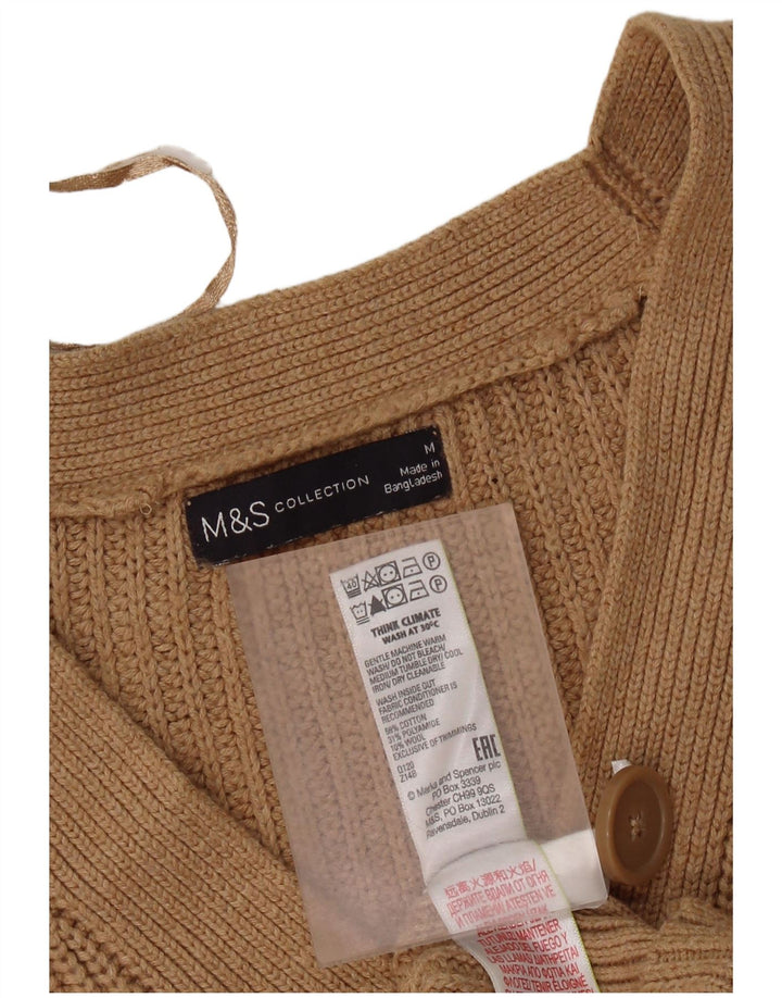 Marks & Spencer Pull cardigan court pour femme UK 14 en coton marron moyen