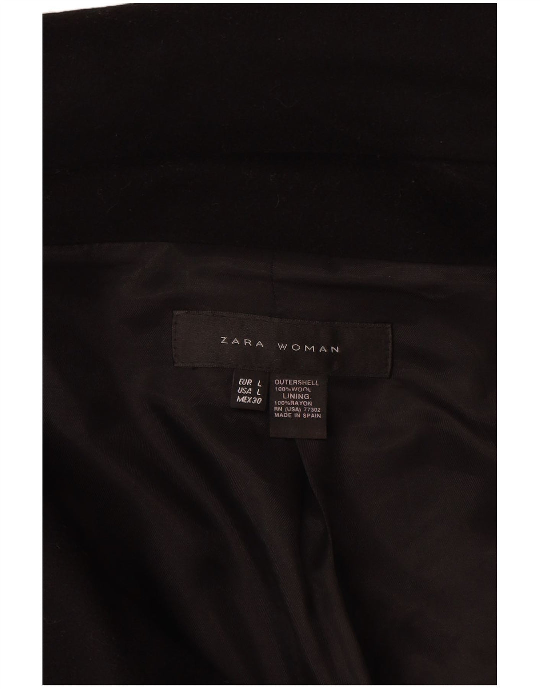 Zara Veste croisée à manches 3/4 pour femme UK 16 Large Laine noire
