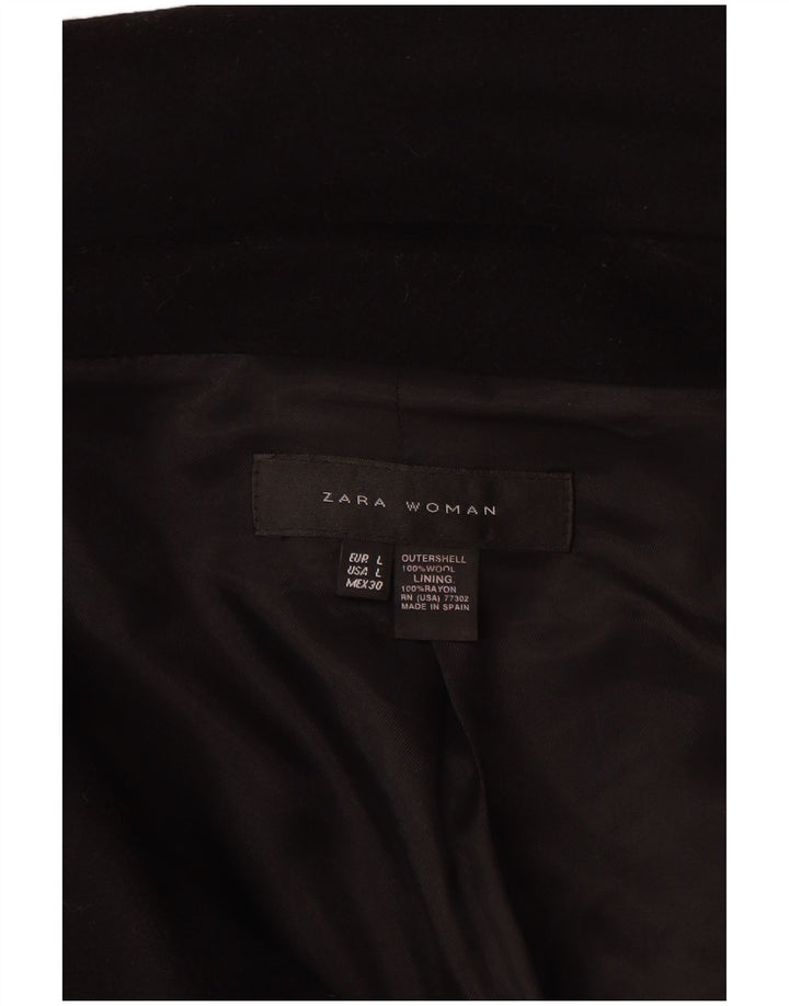 Zara Veste croisée à manches 3/4 pour femme UK 16 Large Laine noire