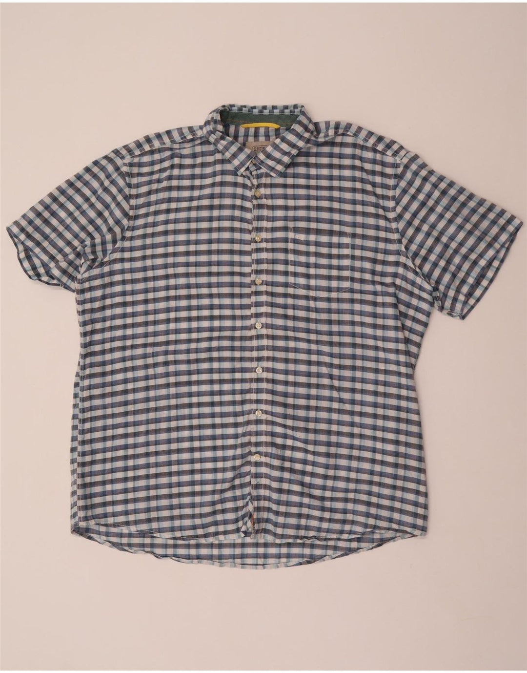 Camel Active Chemise à manches courtes pour homme Coupe régulière XL Bleu à carreaux en coton