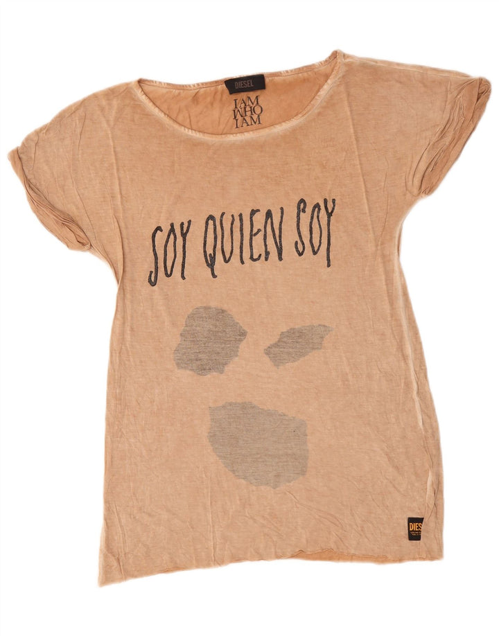 Diesel T-shirt graphique pour femme UK 14 Beige moyen
