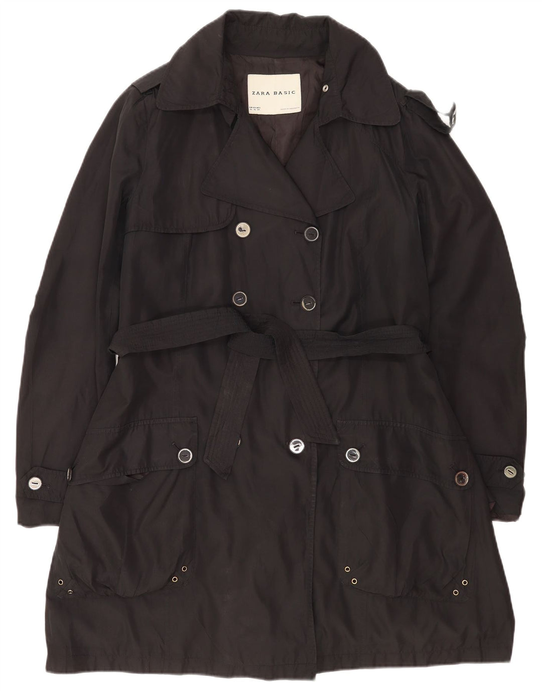 Zara Trench Femme UK 18 XL Noir