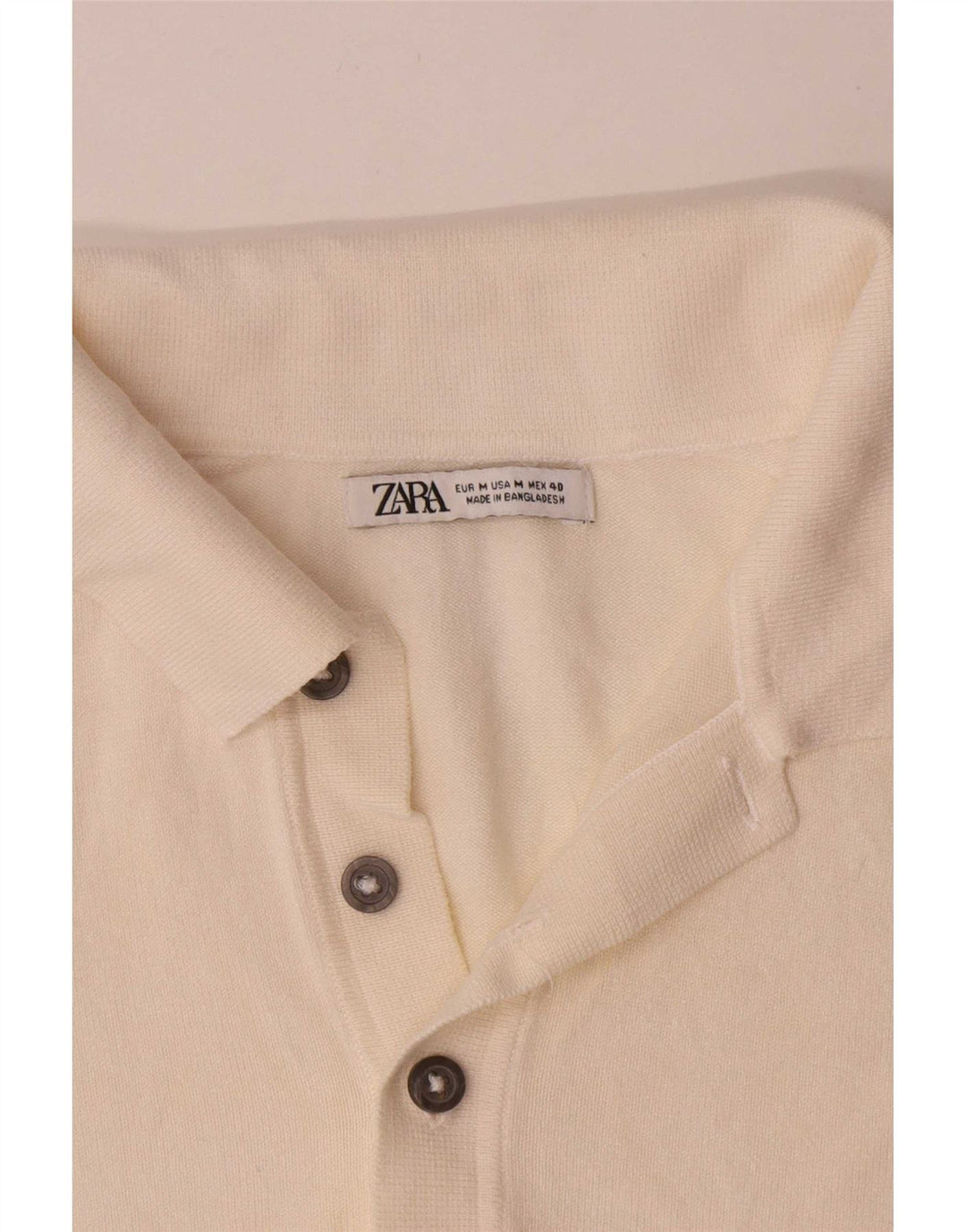 Zara Pull à manches courtes et col polo pour homme Blanc cassé