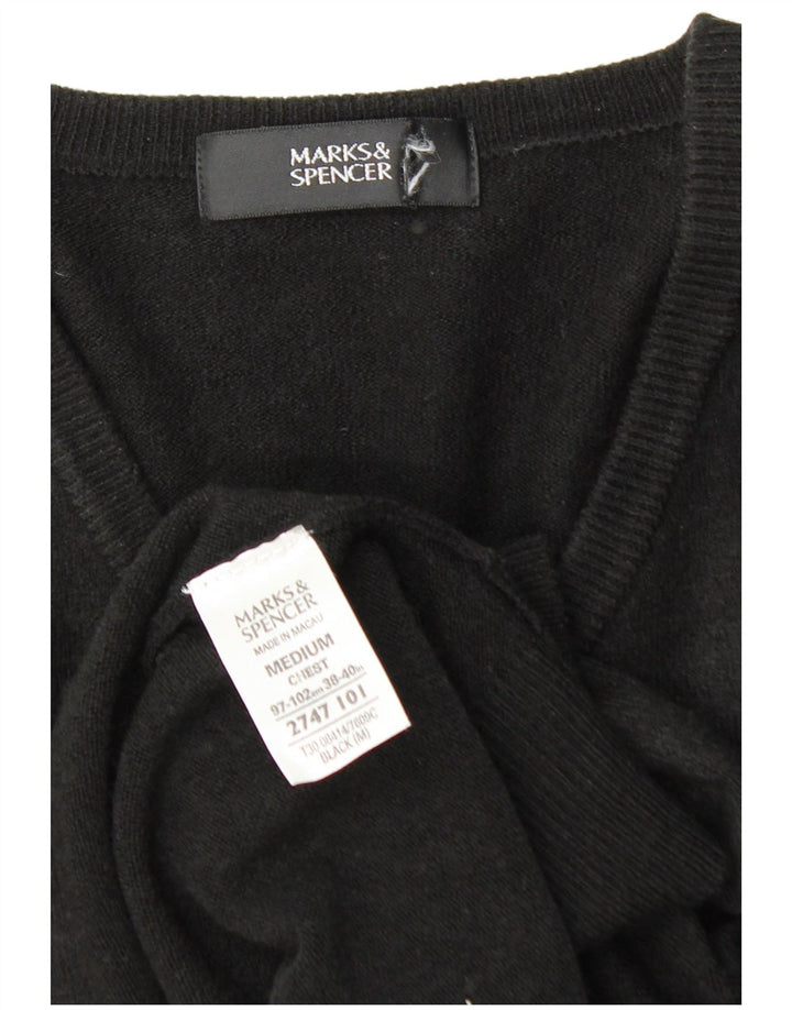 MARKS & SPENCER Pull Col V Homme Noir Moyen Acrylique