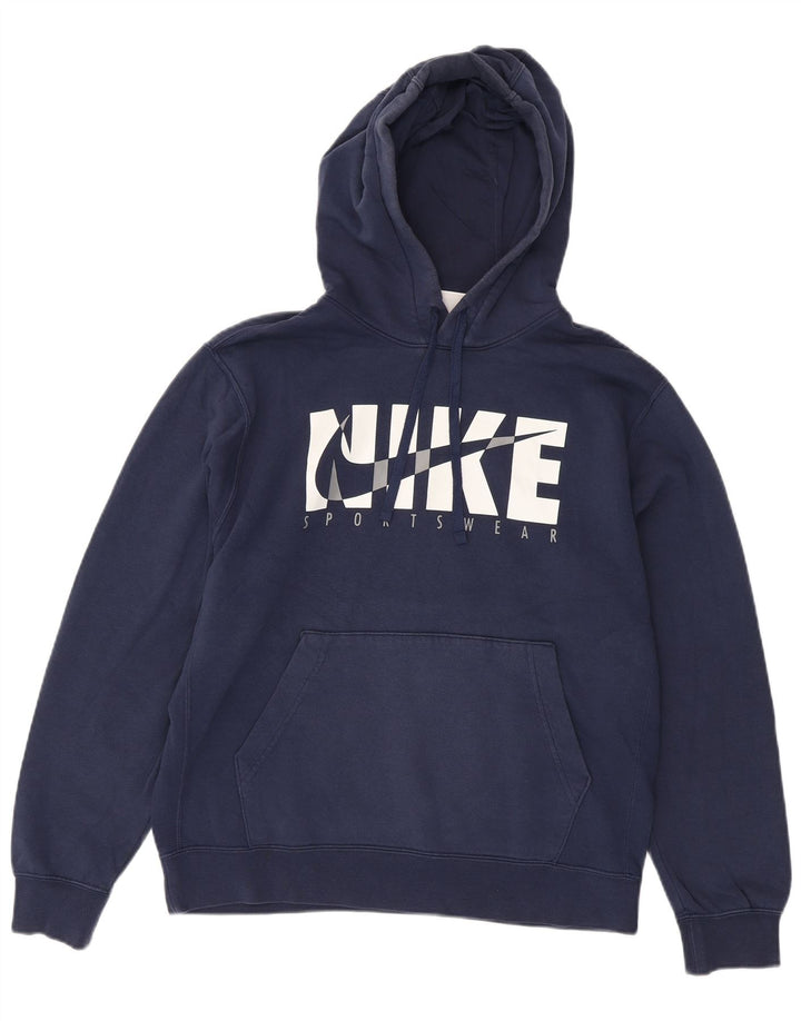 Nike Pull à capuche graphique en coton bleu marine moyen pour homme