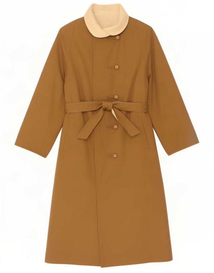 vintage Femme Manteau Réversible IT 42 Coton Beige Moyen