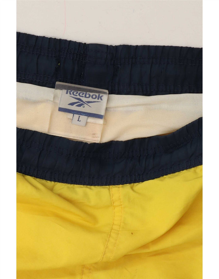 Reebok Short de Sport Large Homme Jaune Colorblock