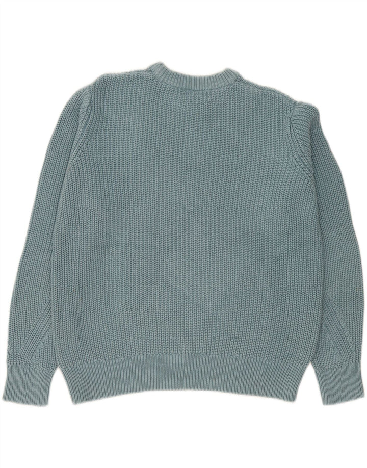 MARKS & SPENCER Mens Crew Neck Jumper Sweater Medium Blue Cotton Vintage Marks & Spencer and Second-Hand Marks & Spencer from Messina Hembry 