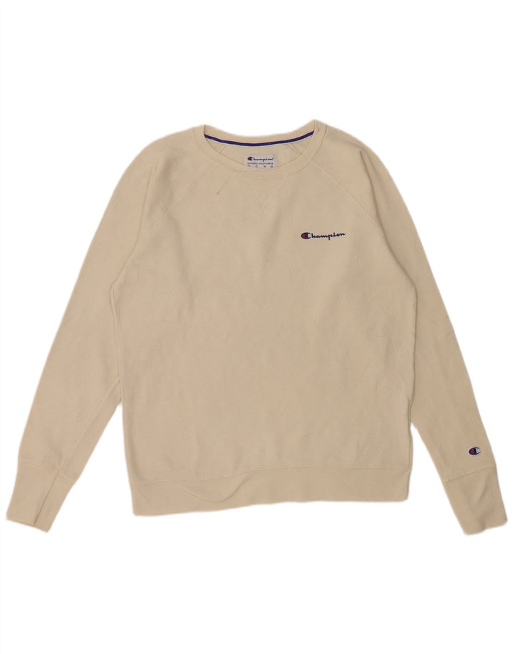 CHAMPION Sweat-Shirt Homme Blanc Cassé Large Polyester