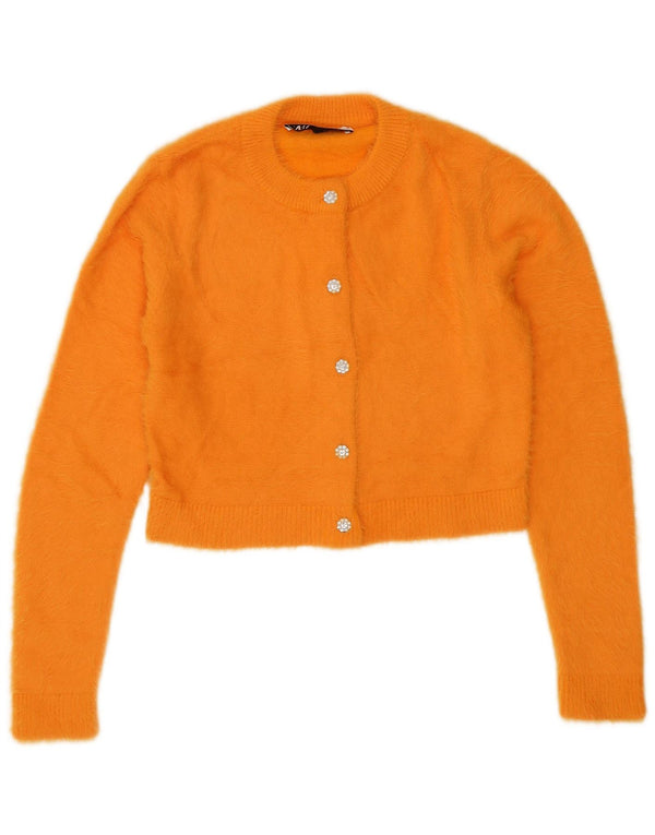 Zara Womens Crop Cardigan Sweater UK 10 Petit Nylon Orange