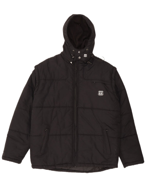 Route 66 Veste matelassée à capuche pour homme UK 40 Large Noir Polyamide
