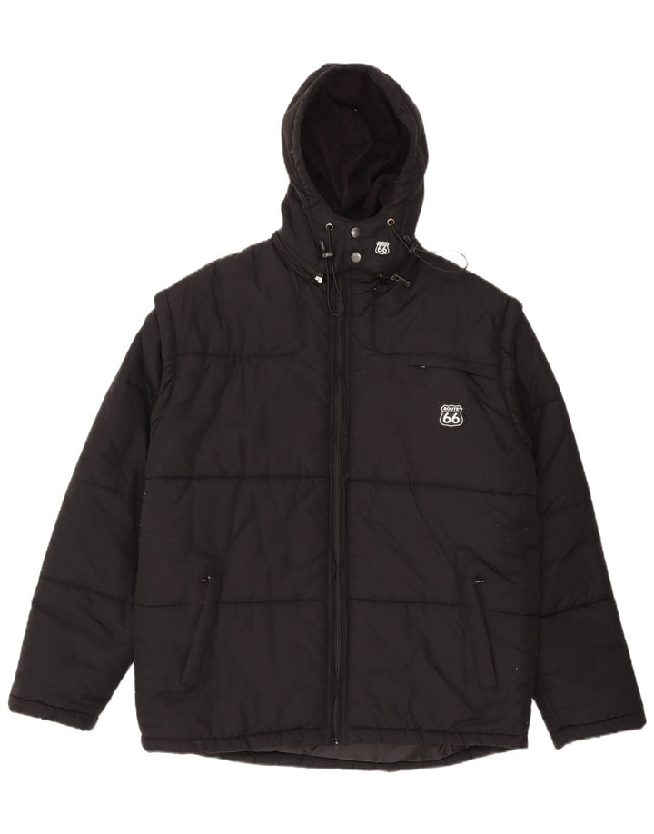 Route 66 Veste matelassée à capuche pour homme UK 40 Large Noir Polyamide