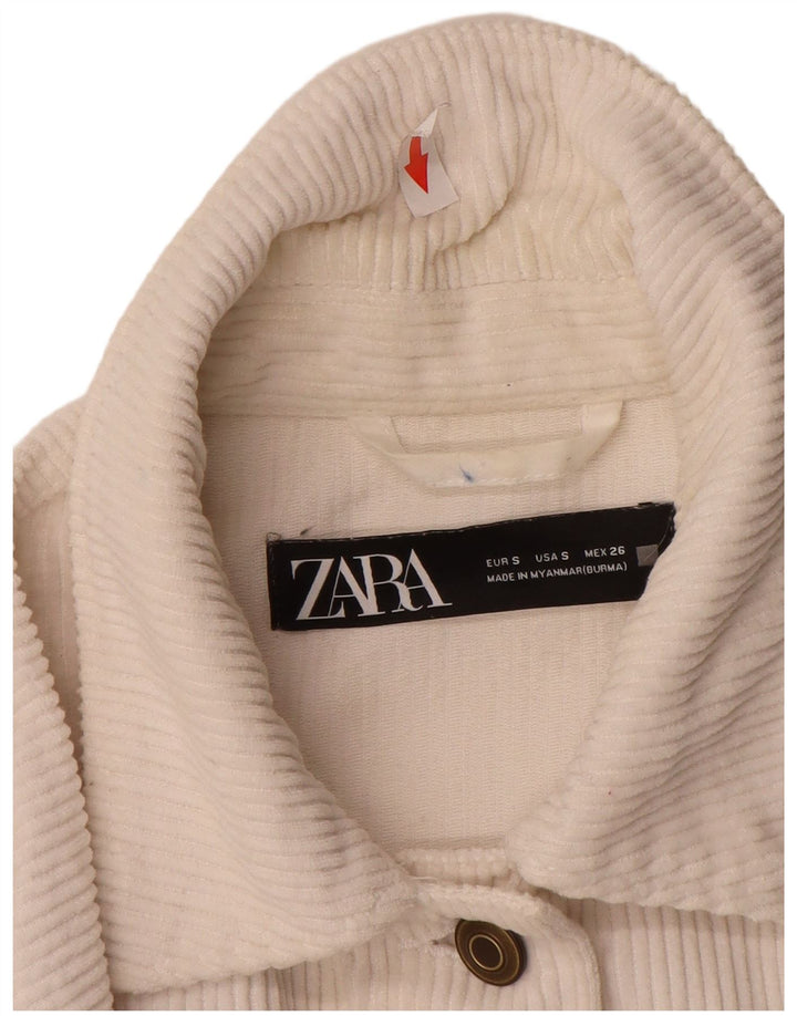 Zara Veste surdimensionnée en velours côtelé pour femme UK 10 Petit coton blanc