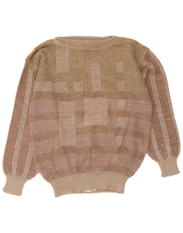 I Maschi Pull Col Bateau Femme IT 48 XL Lin Rayé Marron