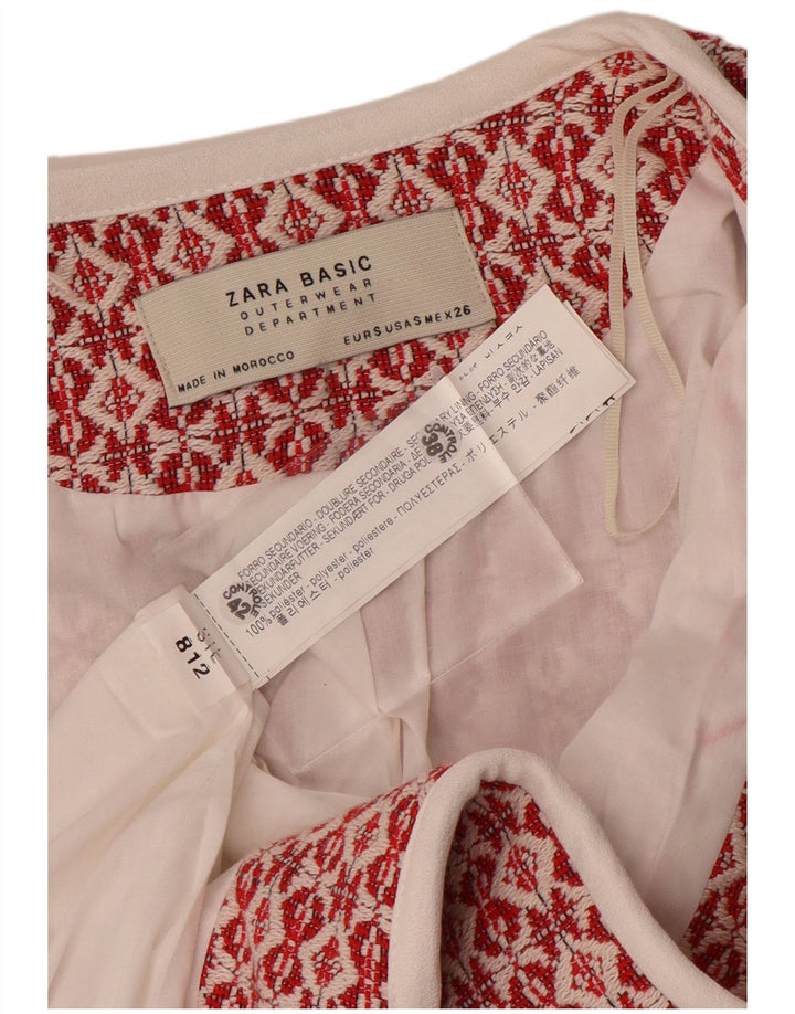Zara Manteau ouvert en tricot pour femme UK 10 Petit polyester géométrique rouge