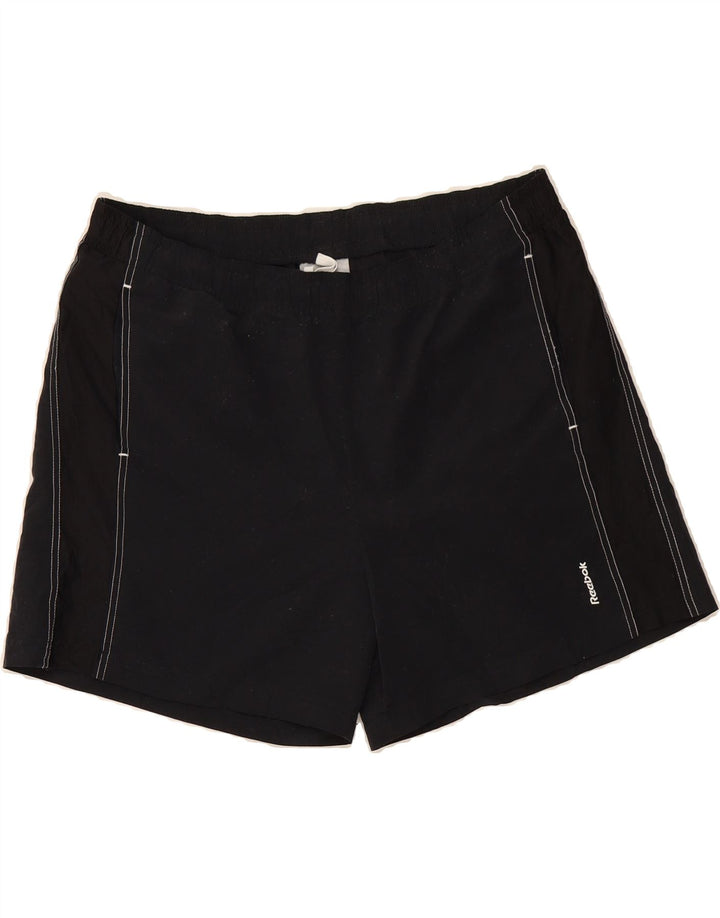 REEBOK Mens Sport Shorts Large  Black Polyester Vintage Reebok and Second-Hand Reebok from Messina Hembry 