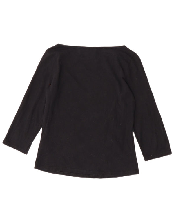 Marks & Spencer Haut court à manches 3/4 pour femme UK 12 en coton noir moyen