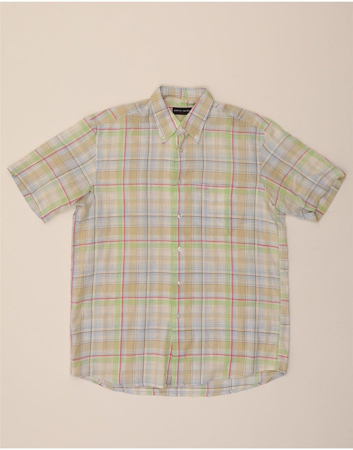 PIERRE CARDIN Mens Short Sleeve Shirt Large Multicoloured Check Vintage Pierre Cardin and Second-Hand Pierre Cardin from Messina Hembry 