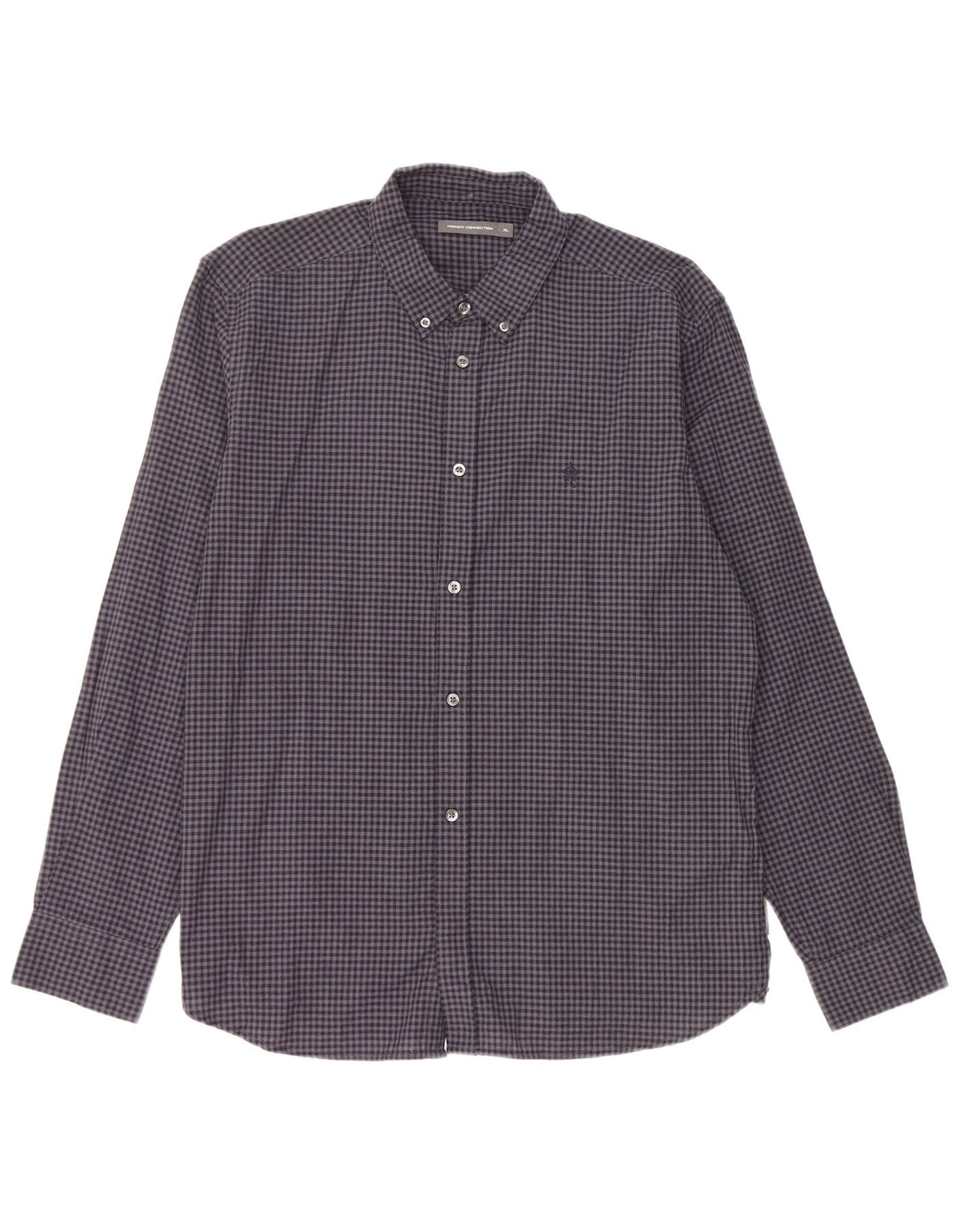 French Connection Chemise Homme XL Bleu Marine Vichy Coton