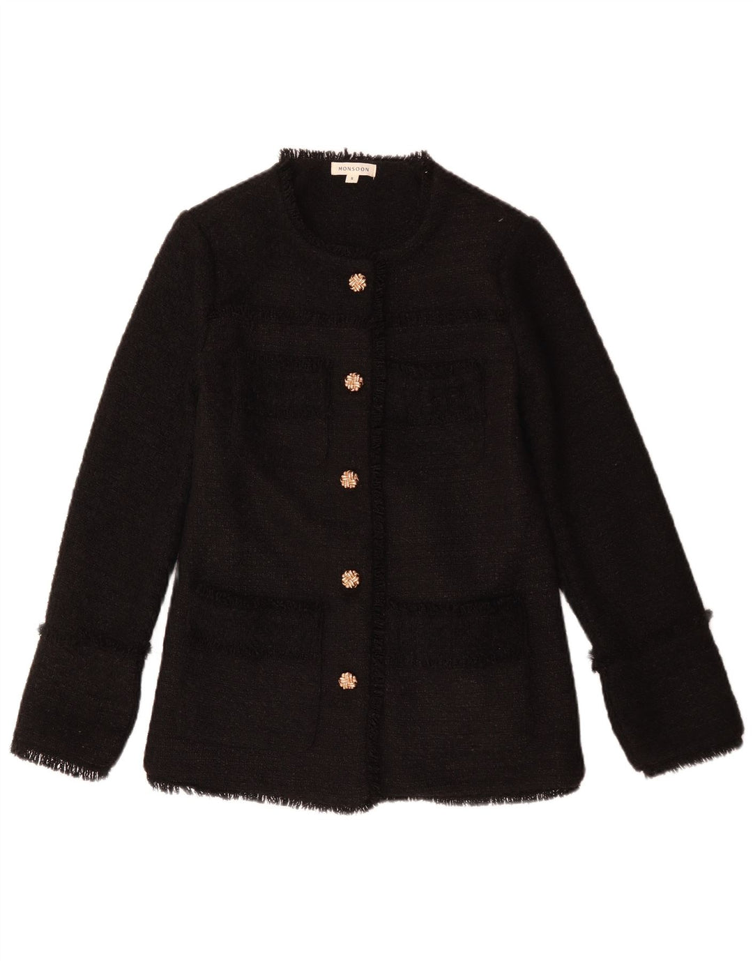 MONSOON Veste blazer à 5 boutons pour femme UK 10 Petit Noir Polyester