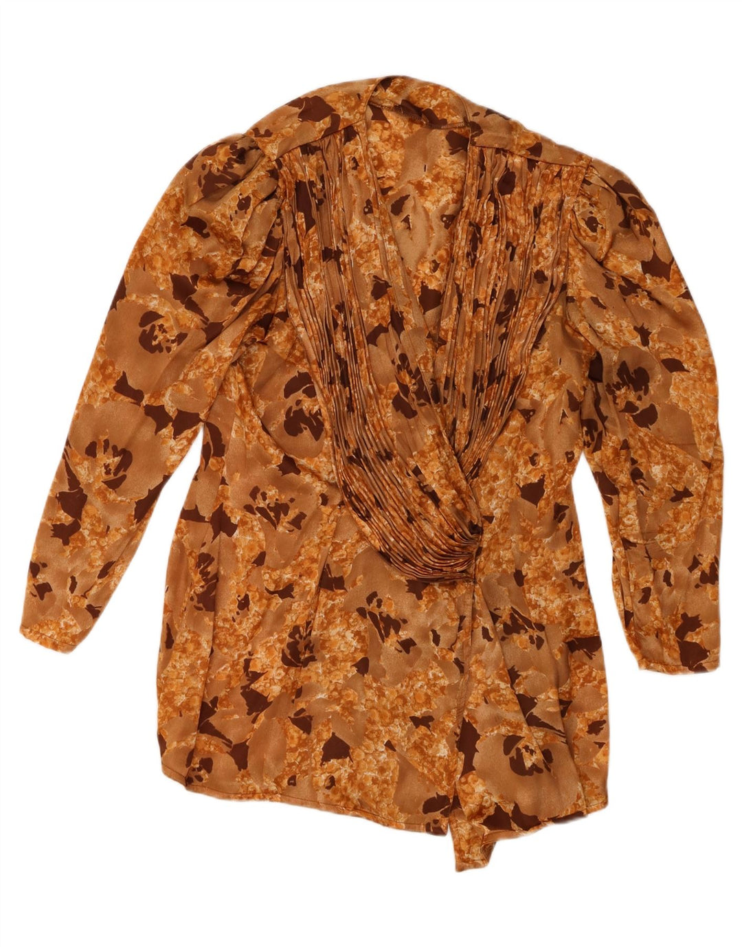 vintage Femme Chemise Blouse UK 16 Grand Beige Floral Polyester