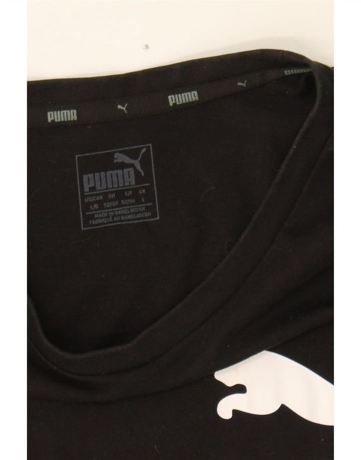 PUMA Mens Graphic T-Shirt Top Large Black Cotton Vintage Puma and Second-Hand Puma from Messina Hembry 