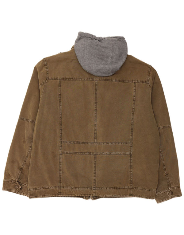 LEVI'S Veste Sherpa militaire à capuche en jean pour homme UK 42 XL Kaki Coton