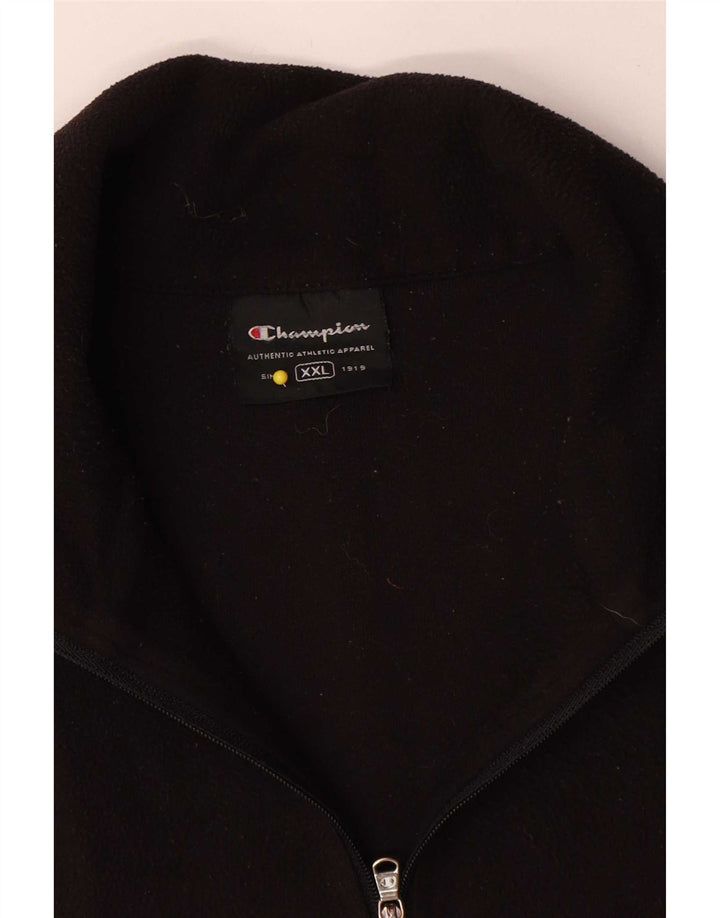 Champion Pull polaire à col zippé pour homme 2XL Noir Polyester