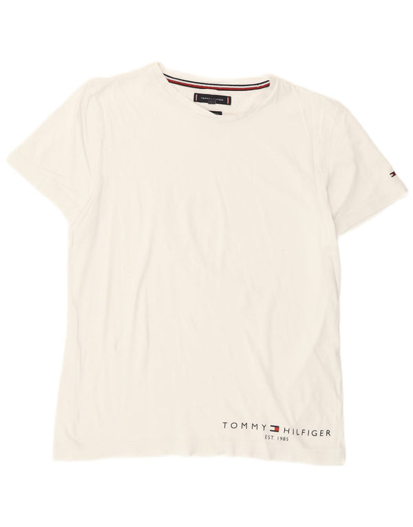 Tommy Hilfiger T-shirt graphique pour femme UK 10 Petit coton blanc