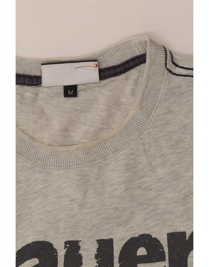 Blauer T-Shirt Graphique Homme Gris Moyen Coton