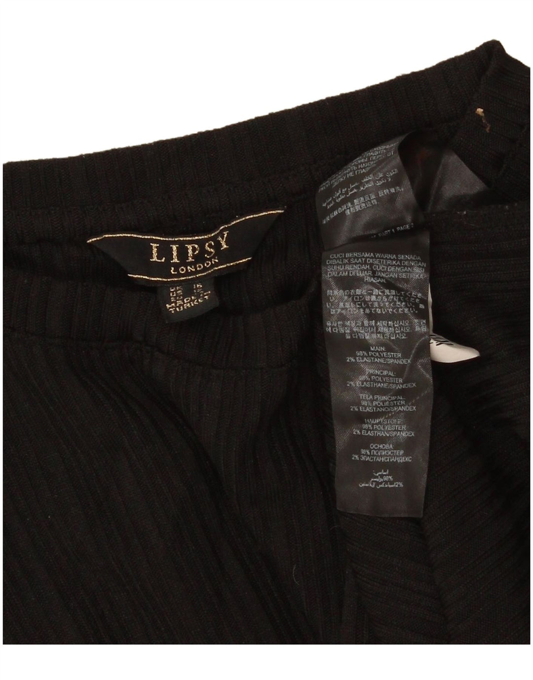 Lipsy Femme T-Shirt Top UK 16 Large Noir Polyester