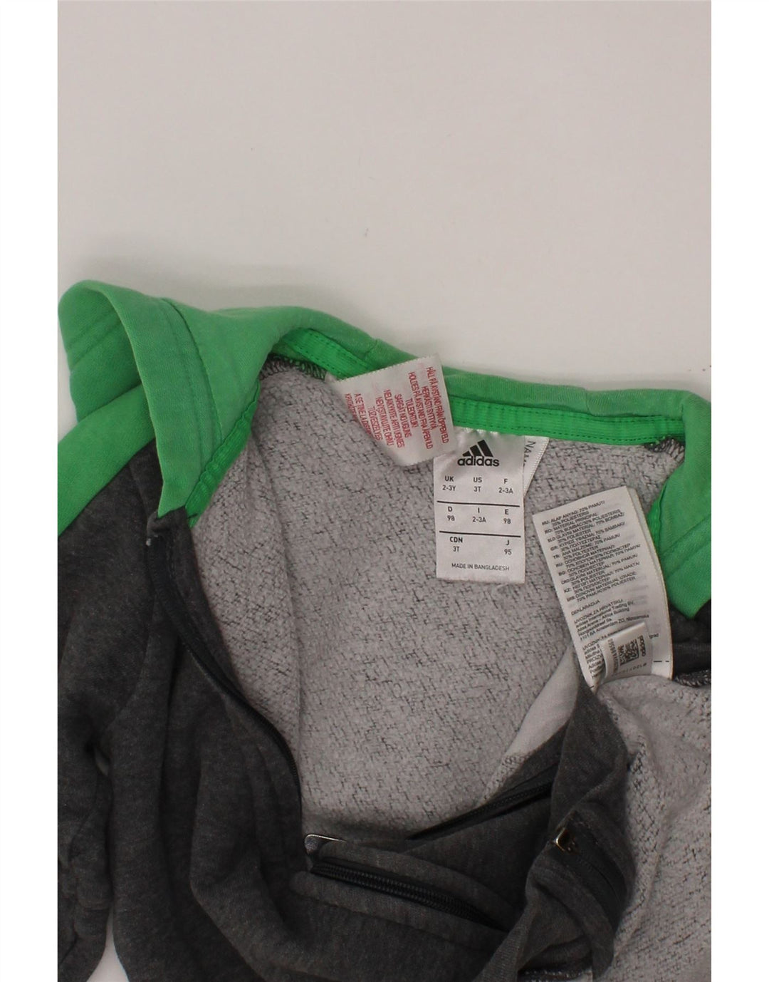 ADIDAS Pull à capuche zippé pour garçon 2-3 ans Gris Colorblock Coton