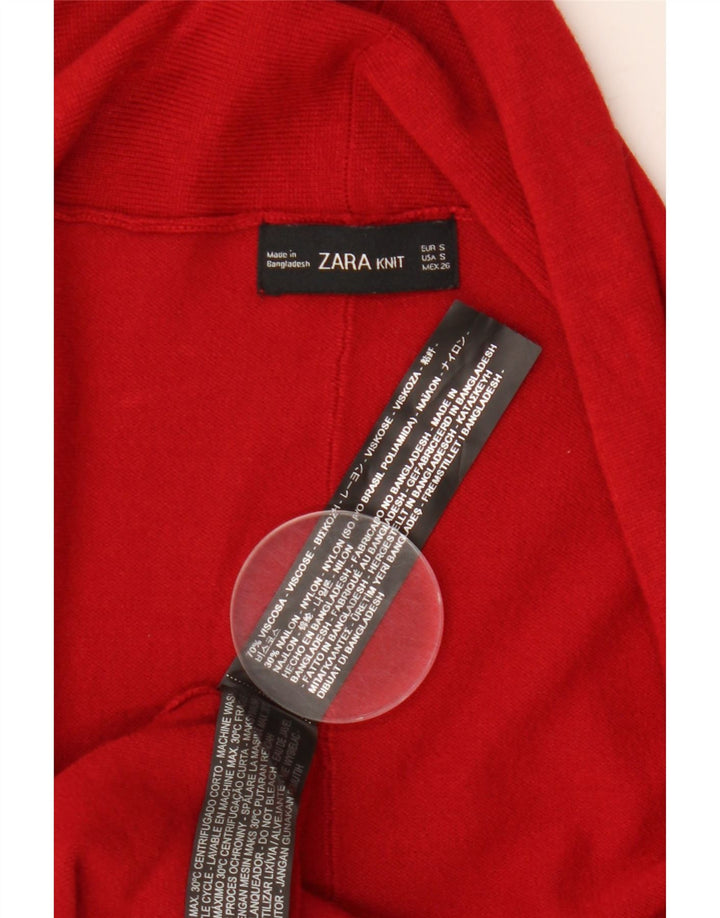 Zara Womens Open Cardigan Sweater UK 10 Petite Viscose Rouge