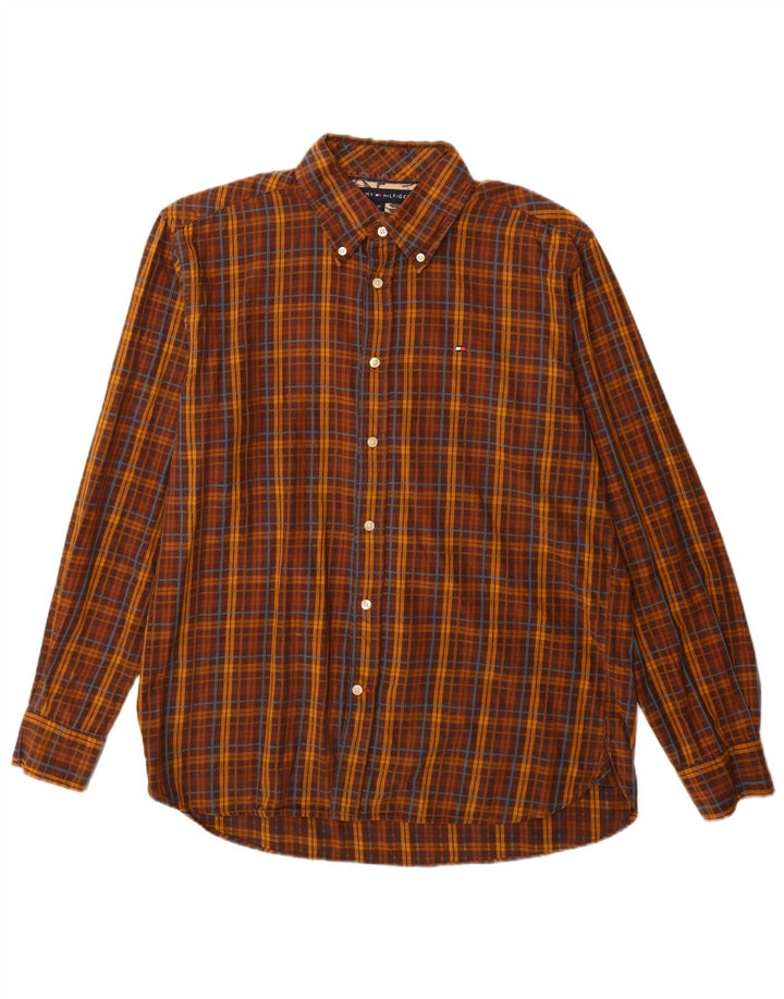 Tommy Hilfiger Chemise en flanelle homme marron moyen à carreaux en coton