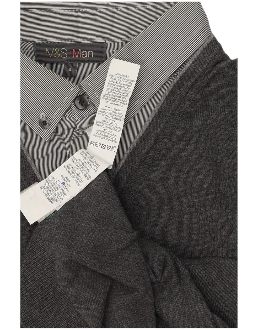 Marks & Spencer Pull à col polo pour homme Petit coton gris