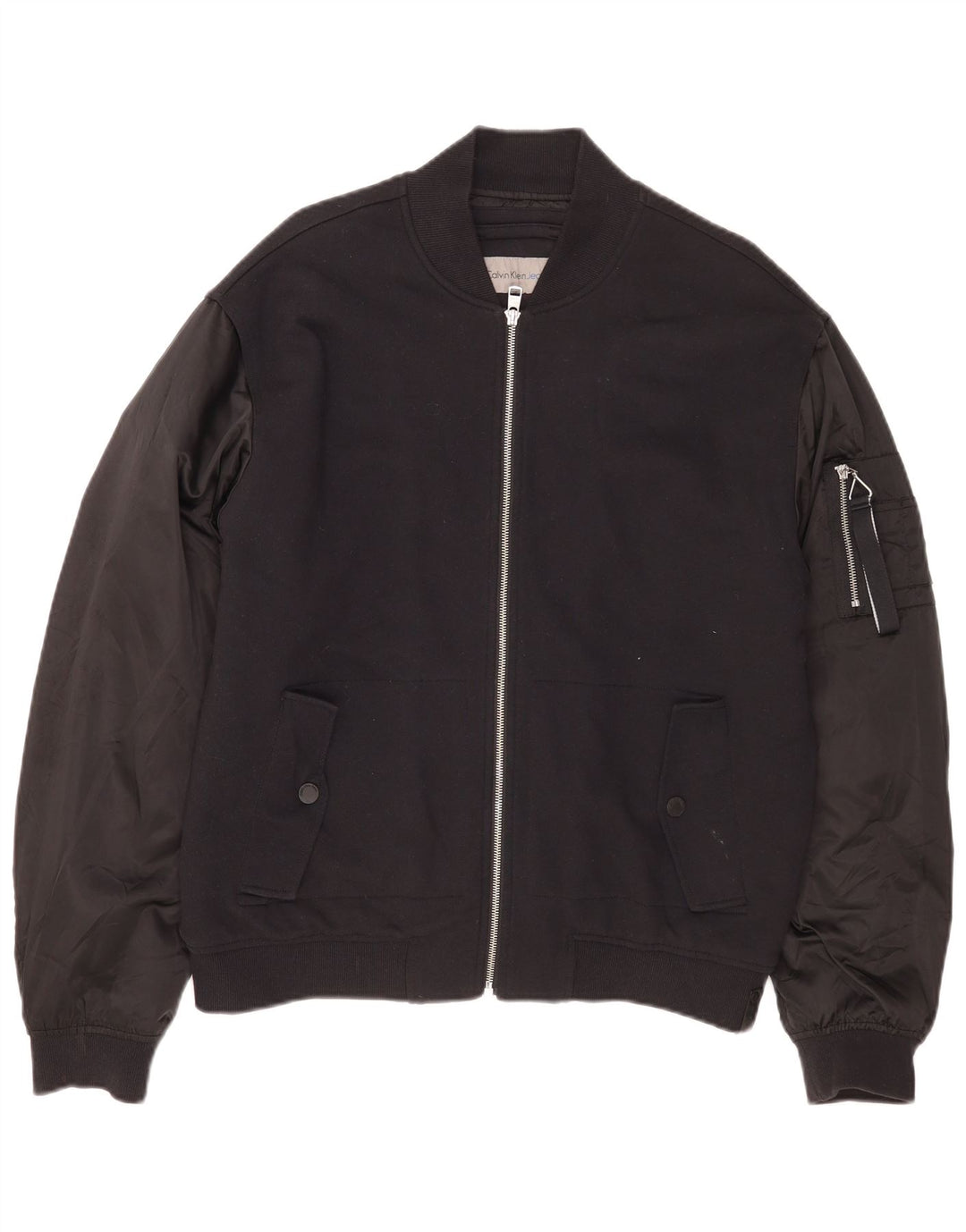 Calvin Klein Jeans Veste Bomber Homme UK 40 Grand Coton Noir