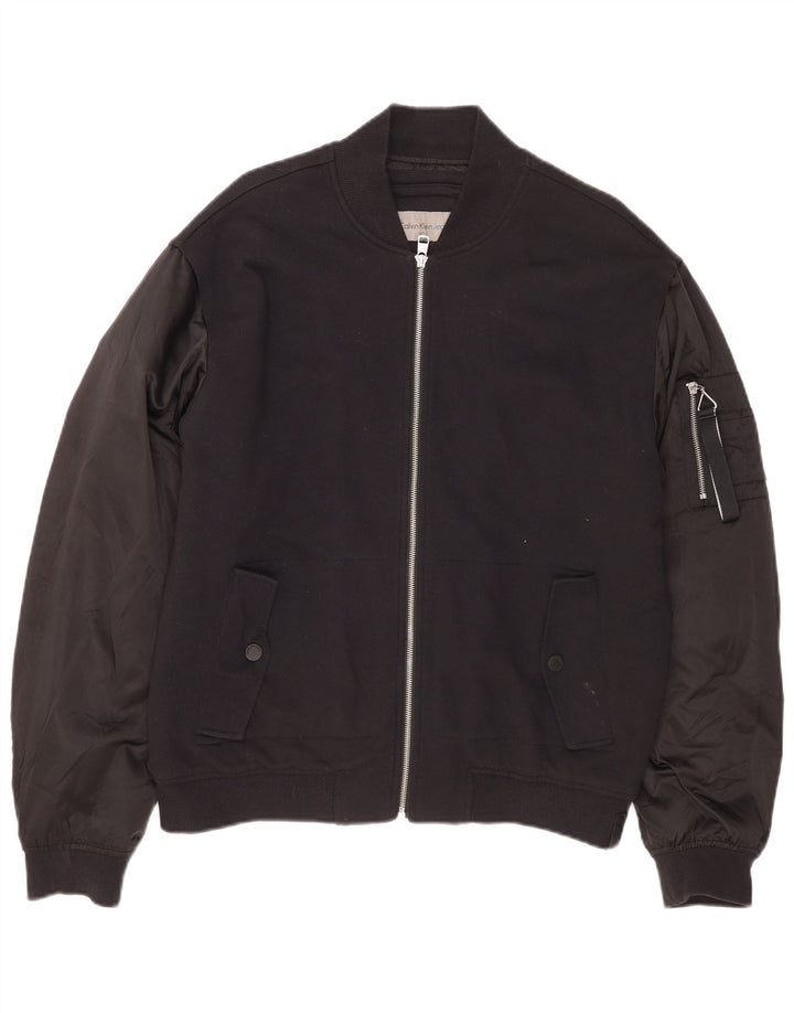 Calvin Klein Jeans Veste Bomber Homme UK 40 Grand Coton Noir