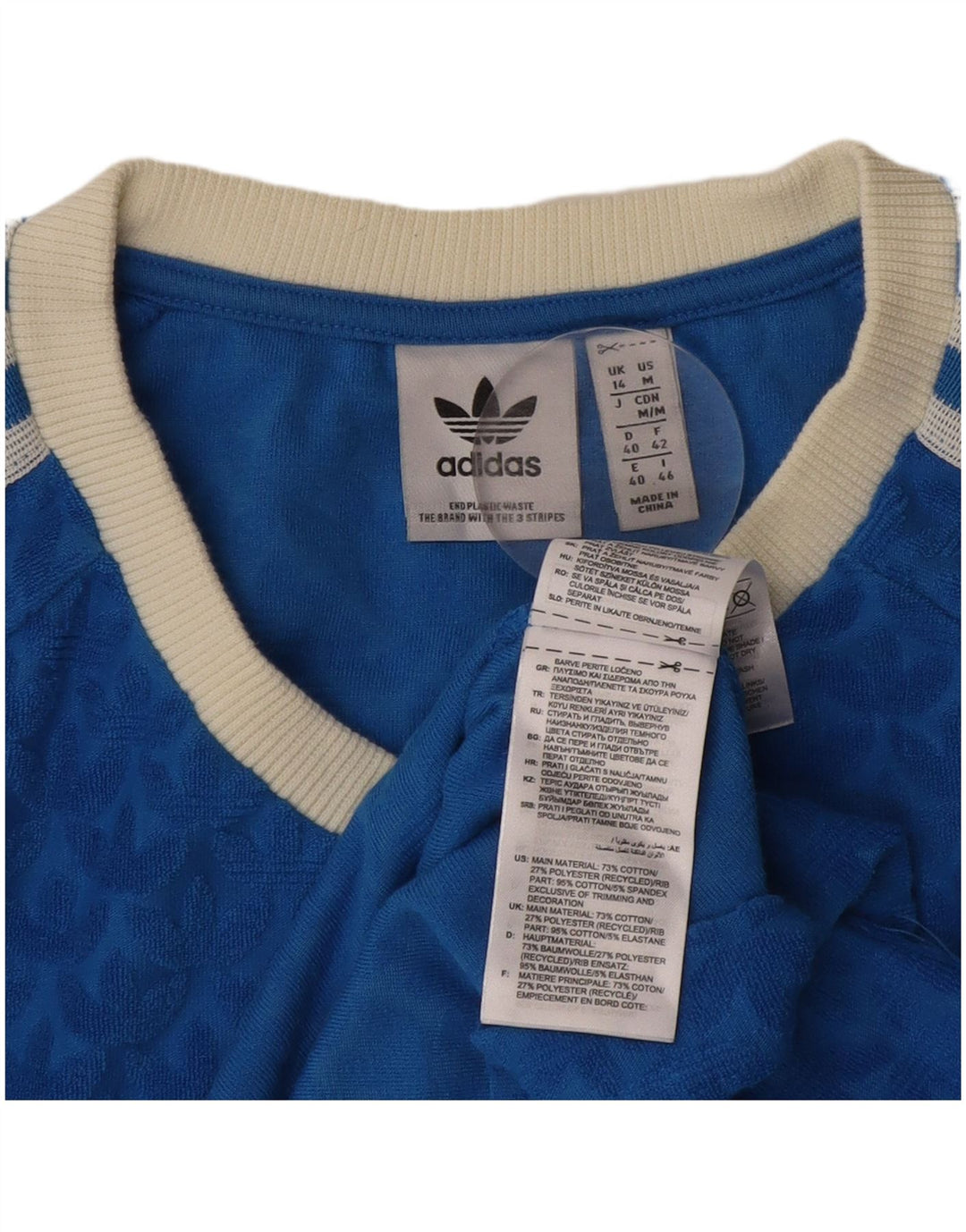 Adidas T-shirt graphique pour femme UK 14 Bleu moyen Coton