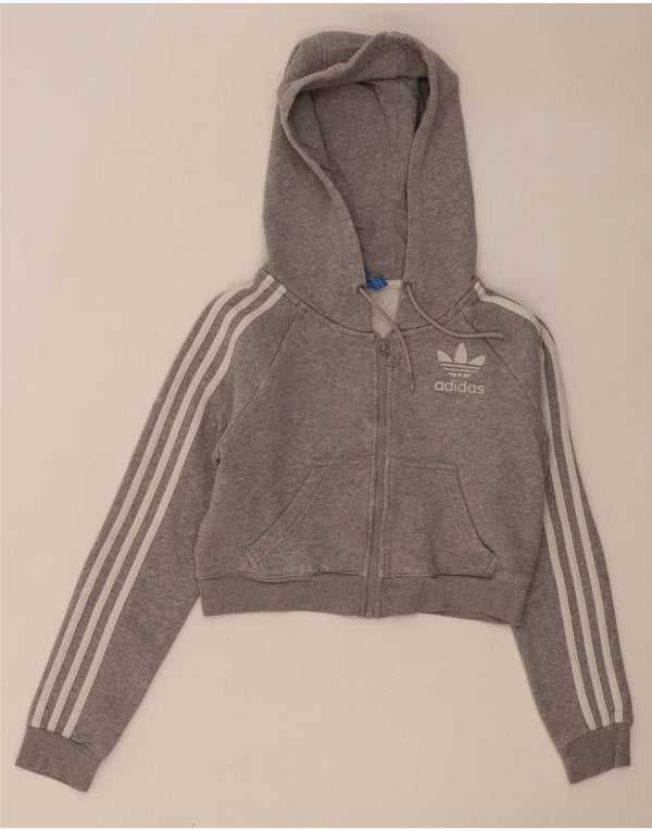 Adidas Pull à capuche zippé surdimensionné pour femme UK 6 XS Gris Coton