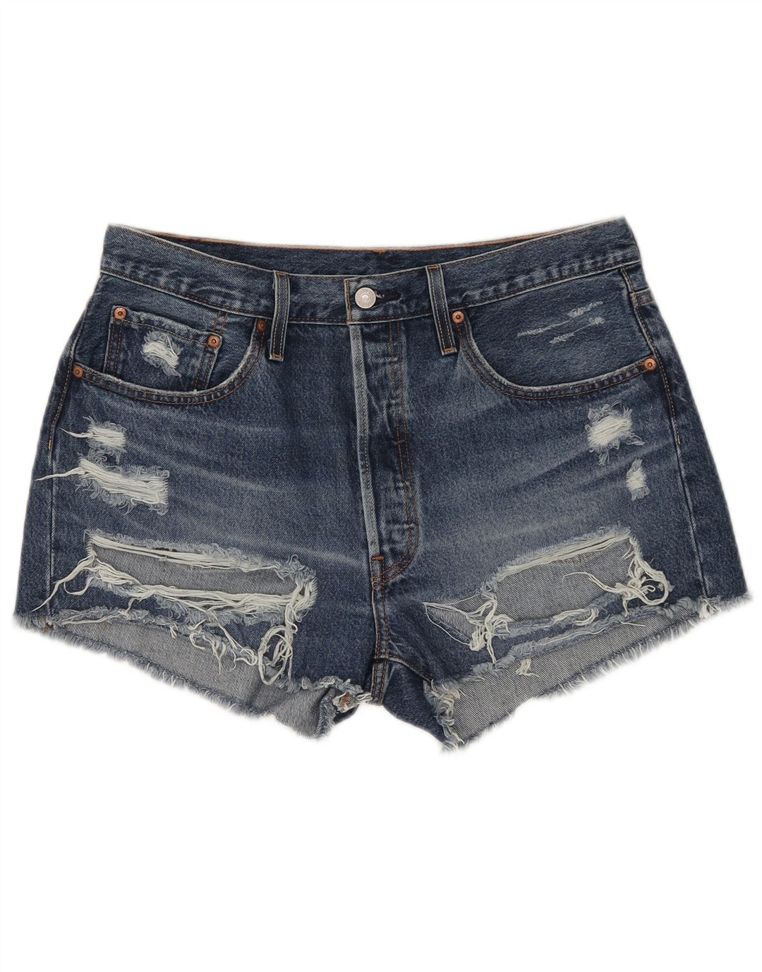 Levi's Short 501 Distressed Denim W32 Large Femme Bleu Coton
