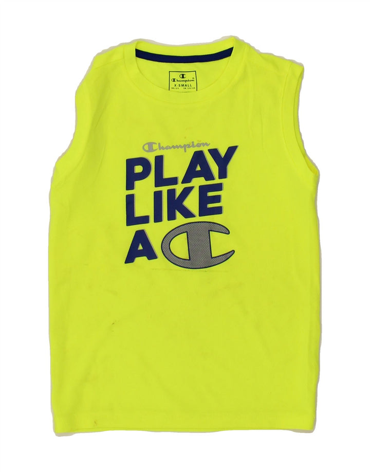 CHAMPION Boys Graphic Vest Top 5-6 Years XS Green Vintage Champion and Second-Hand Champion from Messina Hembry 
