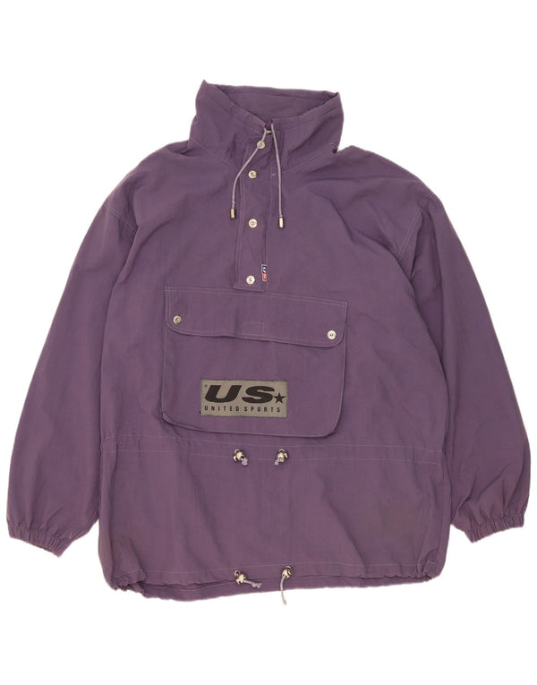 vintage Mens Graphic Loose Fit Anorak Jacket UK 38 Medium Purple Polyamide